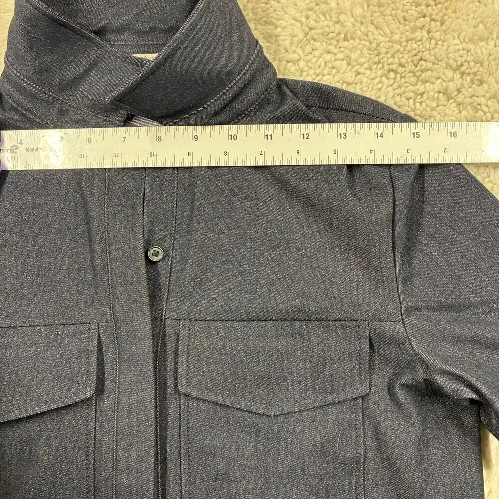 Halogen Shirt Dress Womens XS Navy Chambray Denim Short Sleeve Utility Pockets